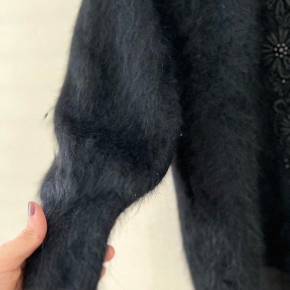 NWT VINTAGE RARE Fur Embellished h Black Winter Coat Medium - Picture 4 of 6